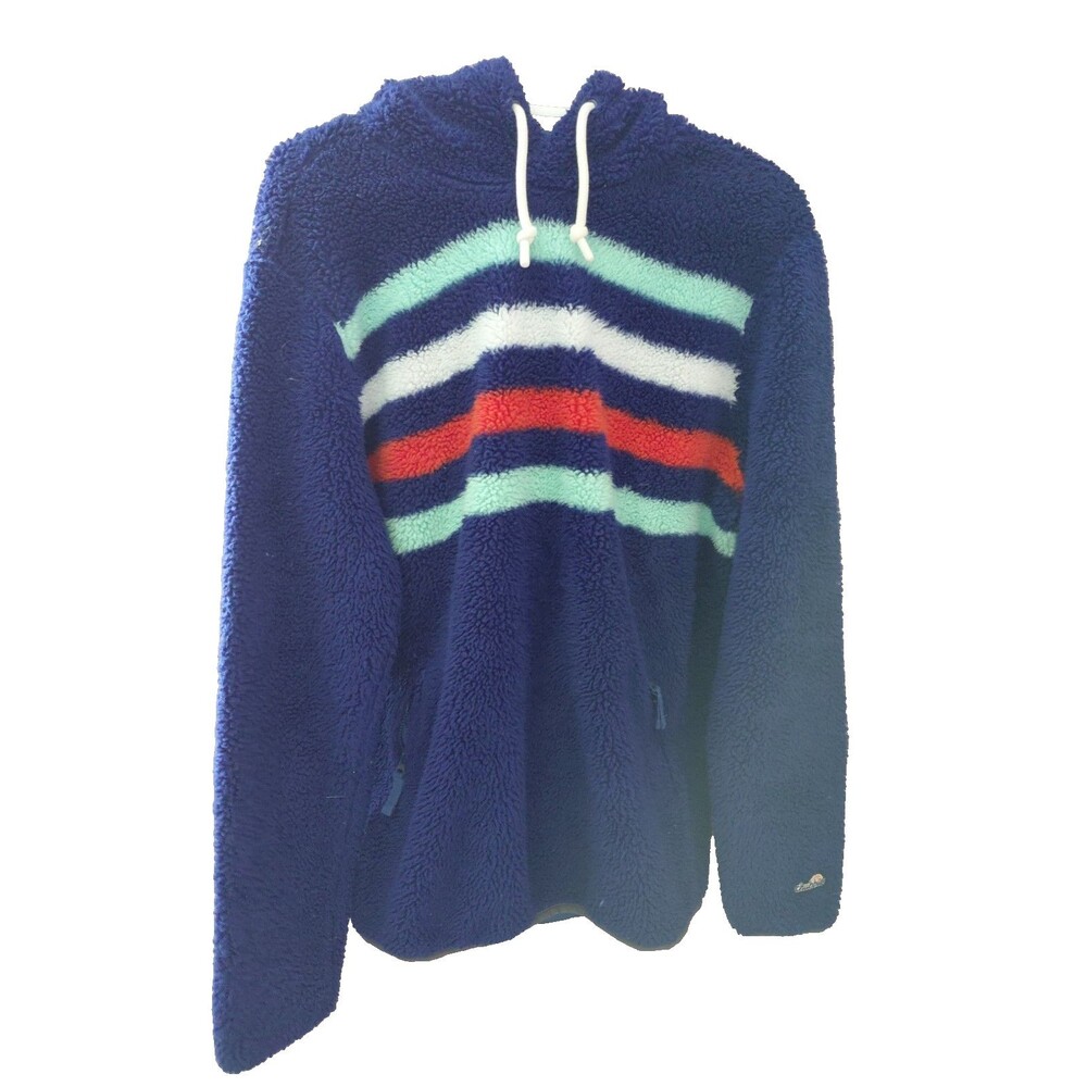Chubbies Hoodie The Snow Day Sherpa Pullover Men’s Sz Medium Blue Striped